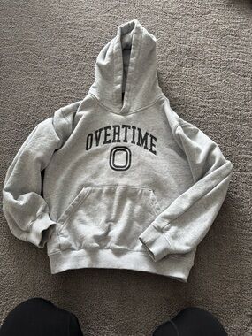 Grey "Overtime" Kids Hoodie Sweatshirt